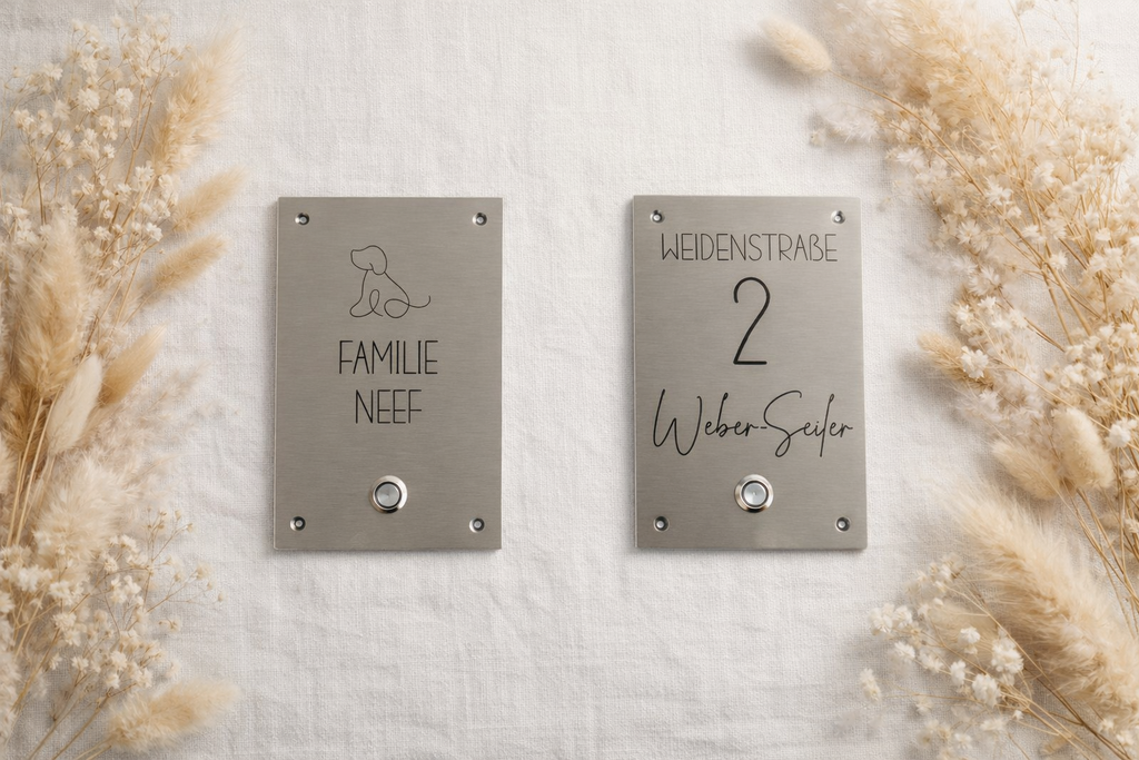 Personalisiertes Klingelschild aus Edelstahl | Klingel | Schild | Haustür | Namensschild | Familie | Name