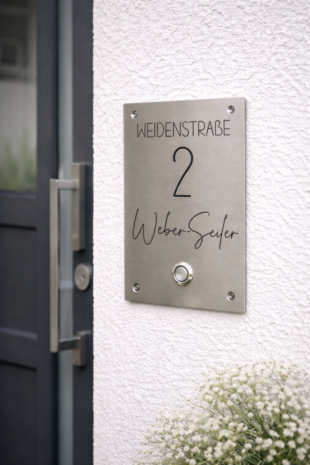Personalisiertes Klingelschild aus Edelstahl | Klingel | Schild | Haustür | Namensschild | Familie | Name