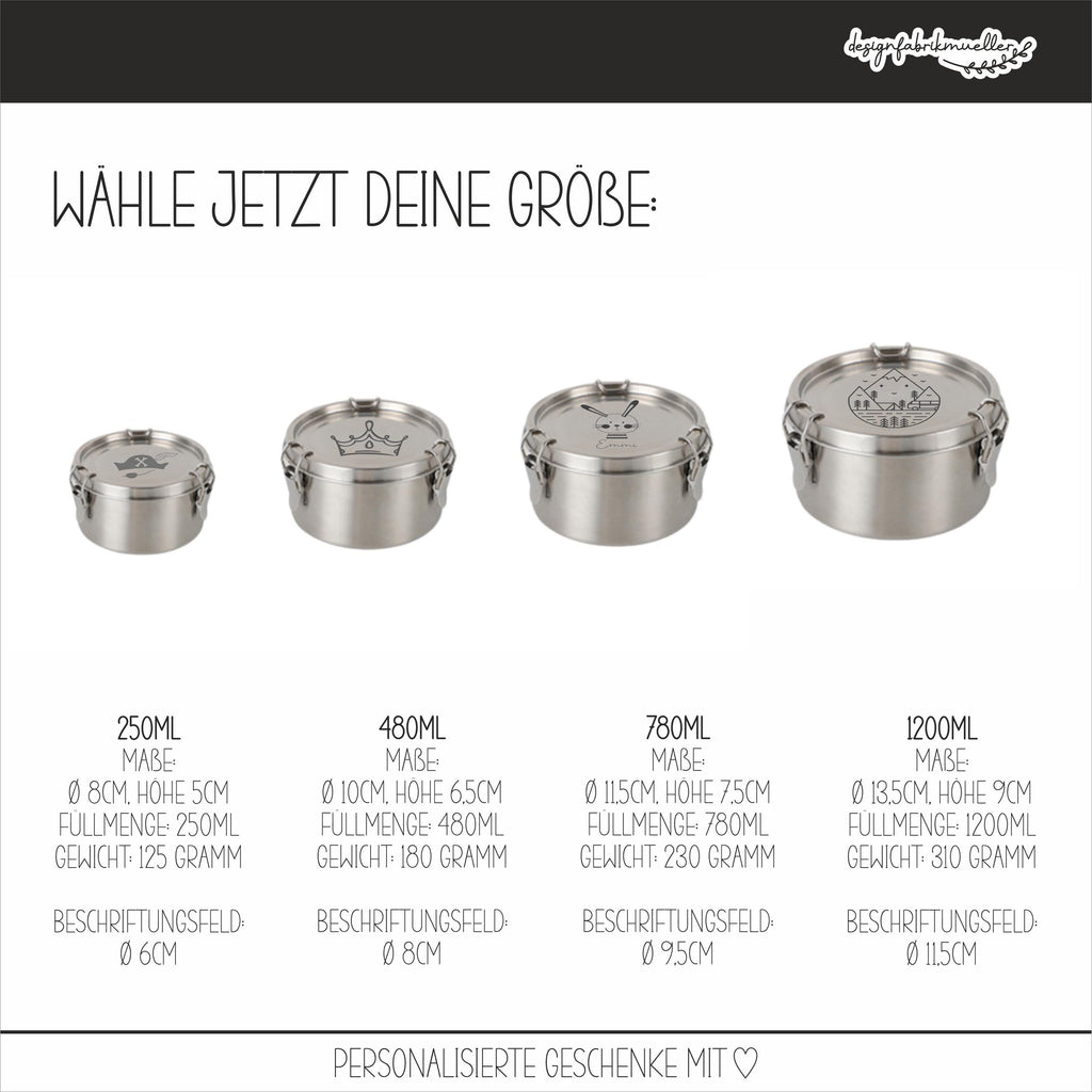 RUNDE - Brotdose / Lunchbox / Vesperdose - Edelstahl personalisiert / Name